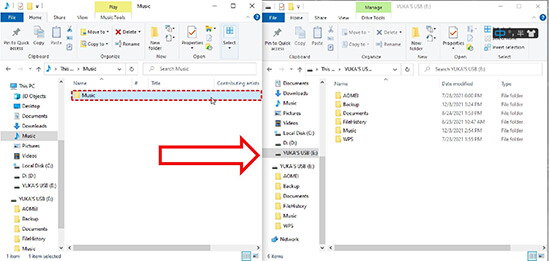 drag music files to usb