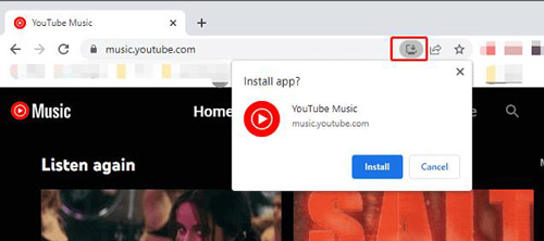 Installer YouTube Music depuis Google Chrome