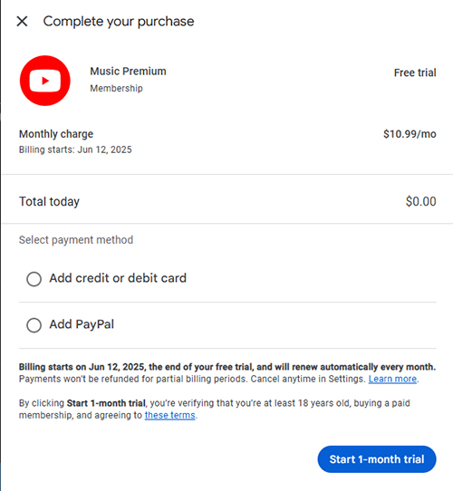un mois de YouTube Music Premium