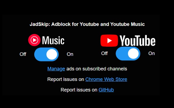 extension bloqueur de pub YouTube Music