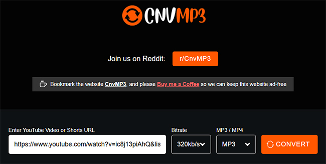 youtube to mp3 cnvmp3