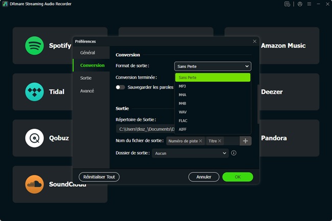 définir les préférences de streaming audio